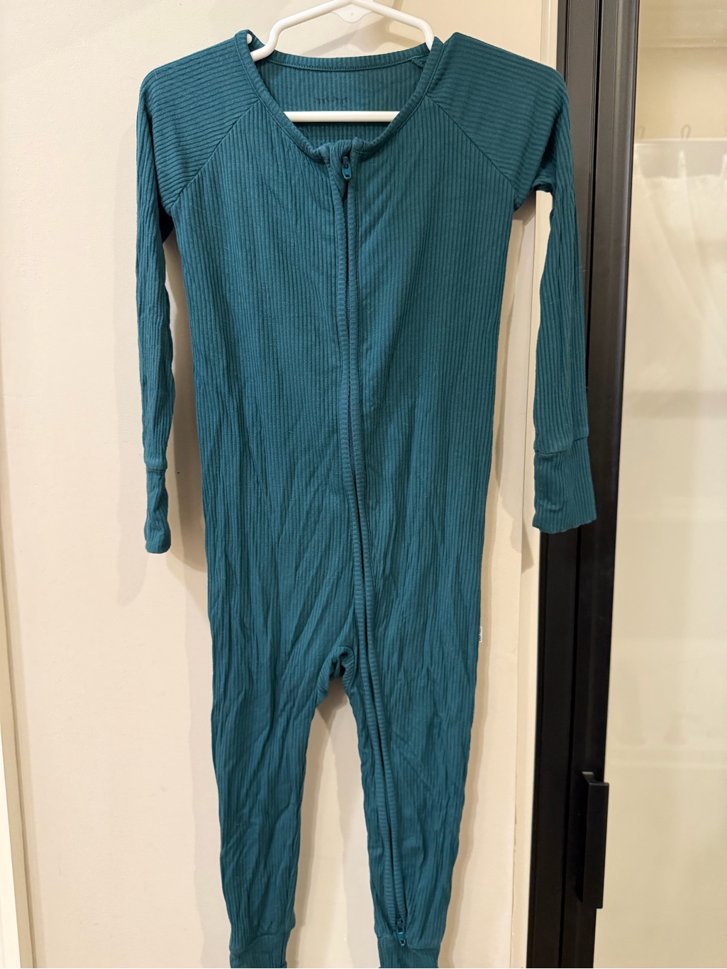 Little Sleepies Teal Ribbed Zip Front Footed One-Piece